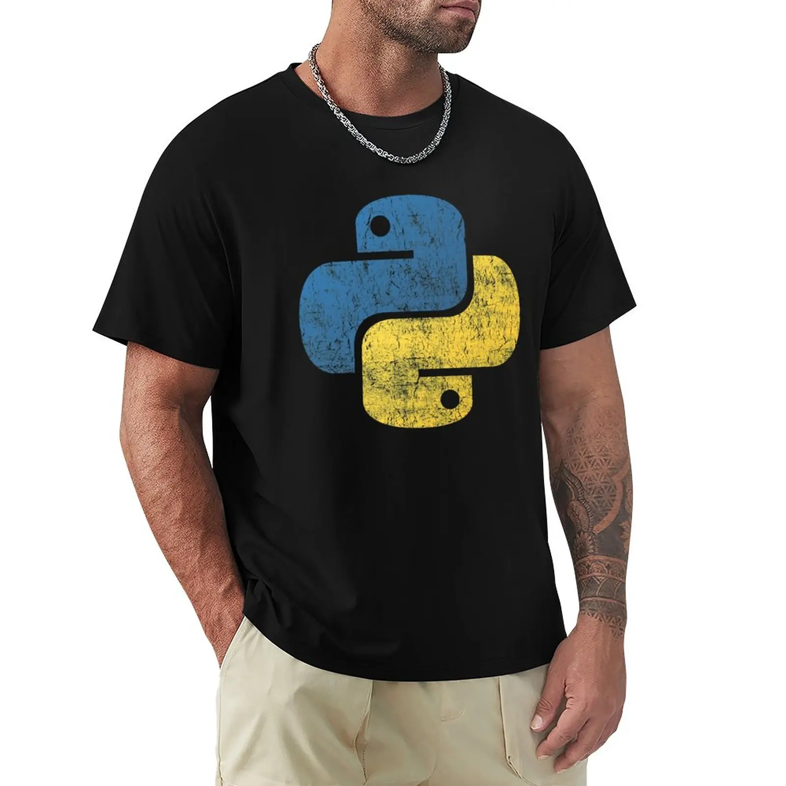 Винтажная футболка с питоном, футболка с коротким рукавом, футболки для тяжеловесов, одежда в стиле хиппи, мужская одежда
