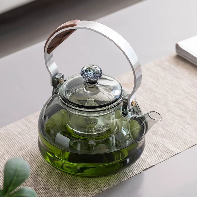Бытовой чайник из боросиликатного прозрачного стекла объемом 1000 мл, кастрюля для приготовления чая, чайник большой емкости, холодный чайник