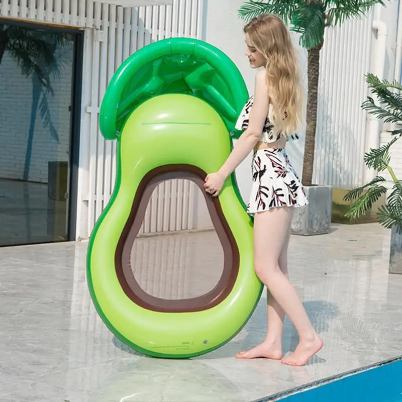 Надувные надувные игрушки с плавающим рядом из авокадо для взрослых, плещущиеся в воде, с сетчатым теневым креслом, надувная кровать для воды, Надувной бассейн 4