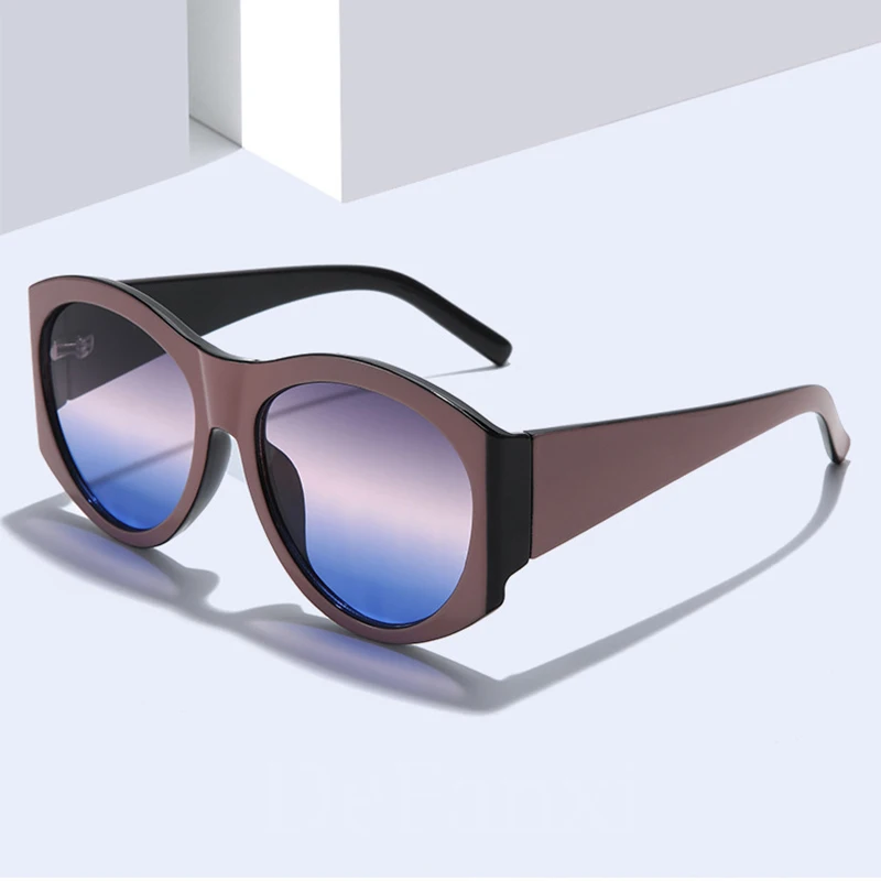 Круглые солнцезащитные очки большого размера, мода ретро, большая оправа, красочные солнцезащитные очки, трендовые оттенки 70-х, роскошные очки с градиентом унисекс