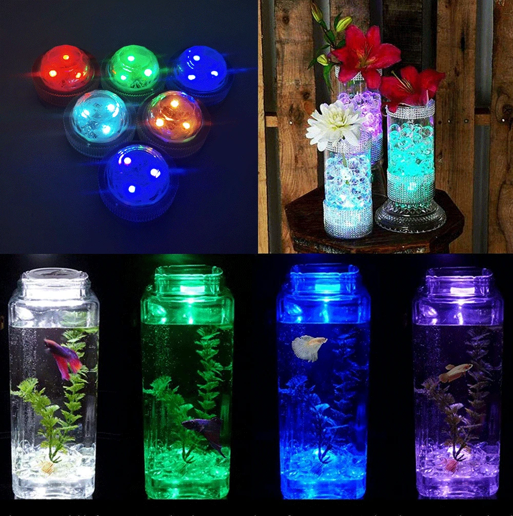 Сменные светодиодные фонари Водонепроницаемый подводный светильник для аквариума, бассейна, декора для свадебной вечеринки, рождественской подсветки для автомобиля 5