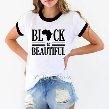 Black is beautiful funny graphic tees женские афроамериканские футболки black girl magic t shirt femme melanin queen, футболка, летний топ