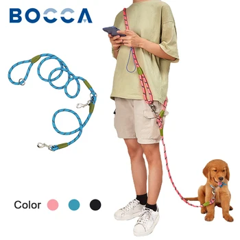 Bocca, светоотражающий поводок для собак, нейлон для домашних животных, прочные Свободные руки, Противоударный поводок для собак, Поводок для маленьких, больших, Бегающих, Гуляющих собак