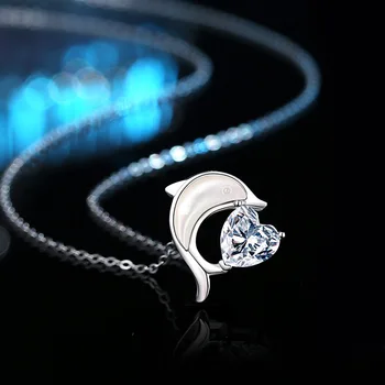 CYJ Новый AAA CZ Dolphin Love Fine 100% S925 Пробы Серебряное ожерелье Цепочка для женщин Подарок на День рождения Ювелирные изделия