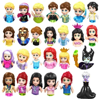 F010 Disney Frozen Mermaid Princess Elsa Anna, аниме-кирпичи, мини-фигурки, Строительные блоки, Игрушки для детей, подарки