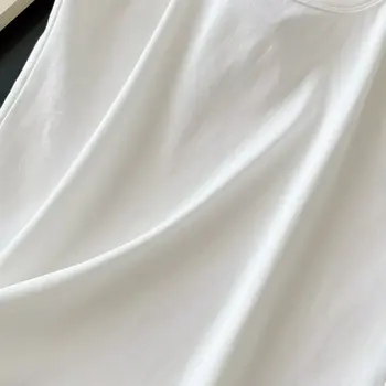 Maxdutti Женская футболка, Женский летний повседневный топ-камзол, Модный однотонный Сексуальный Круглый вырез, хлопковый трикотаж без рукавов 4