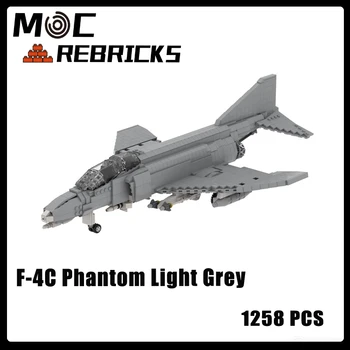 MOC Военная серия F-4C Phantom II Модель тяжелого истребителя ПВО DIY Кирпичи Строительные блоки Головоломки Игрушки для мальчиков Детские подарки
