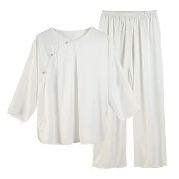 QSROCIO Модный атласный пижамный комплект в китайском стиле с рисунком в елочку, женская весенне-осенняя повседневная домашняя одежда, похожая на шелк. 5