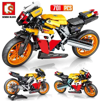 SEMBO BLOCK Городская гоночная модель мотоцикла, строительный блок, механический строительный блок для мотоцикла, детская игрушка-головоломка, подарок