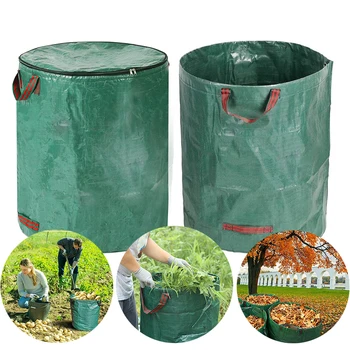 Большой емкости Сверхмощный садовый мешок для мусора, контейнер для сбора листьев и мусора, Многофункциональные Многоразовые Водонепроницаемые полипропиленовые пакеты