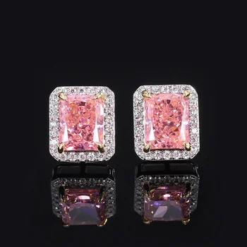 бренд genuine Luxury real jewels S925 цельнолитый серебряный сетчатый красный якорь входит в серьгу с имитацией сверла Papalacha из углеродистого алмаза