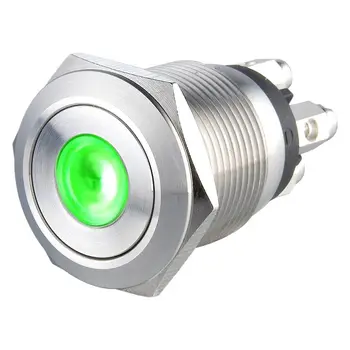 Винтовая клемма с подсветкой в виде зеленой точки 6 В, 19 мм, нержавеющая сталь, мгновенный сброс 1НО кнопочный переключатель