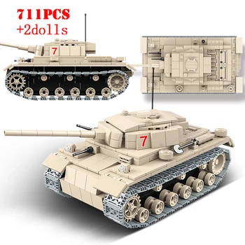 Военный немецкий Средний танк Panzer III Строительные блоки Армейское оружие Второй мировой войны Британские танки Cromwell Cruiser Кирпичи Детские игрушки Подарок для детей