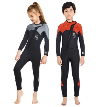 Гидрокостюм из неопрена 2,5 мм для мальчиков и девочек, детский теплый купальник для серфинга против медуз, купальный костюм для плавания на моторной лодке, костюм для подводного плавания с маской и трубкой