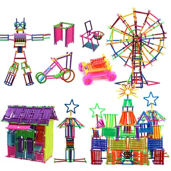 Горячие пластиковые палочки, собранные соединяющие блоки, детские стековые палочки, развивающие игрушки для детей, Игрушечное строительство своими руками