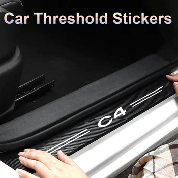 Для Citroen C4 Эмблема Дверного порога автомобиля Наклейки с защитой от царапин, истирания, Декоративная пленка, лента для заднего порога багажника, Наклейки, Аксессуары