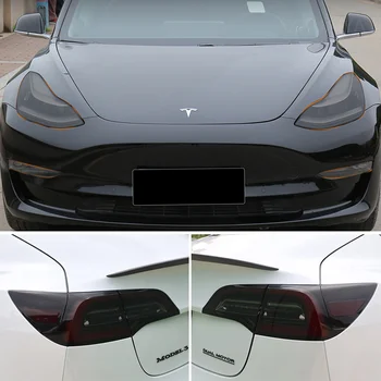 Для Tesla Model 3 Y 2017-2023 PPF Модификация Защитной Пленки Затемненной Фары Заднего Фонаря Противотуманных Фар Черные Пленки Для Изменения цвета