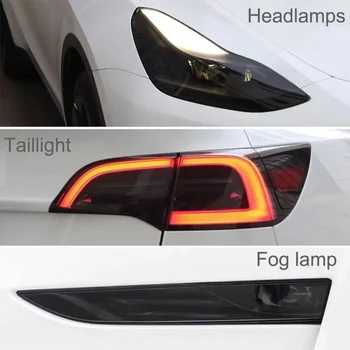Для Tesla Model 3 Y 2017-2023 PPF Модификация Защитной Пленки Затемненной Фары Заднего Фонаря Противотуманных Фар Черные Пленки Для Изменения цвета 1