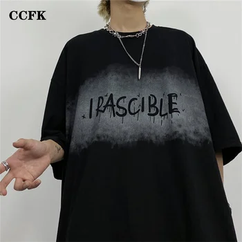 Женская летняя футболка в готическом стиле, футболка с гневным принтом, хип-хоп, короткий рукав, кибер-панк, топ, Негабаритная Свободная мужская эстетическая одежда в стиле эмо