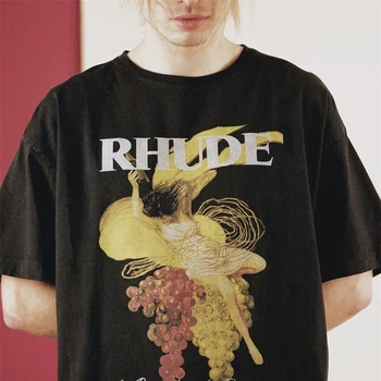 Женская фигура RHUDE Grape, абстрактная живопись, футболка с коротким рукавом и принтом, Черный Размер S-XL 27