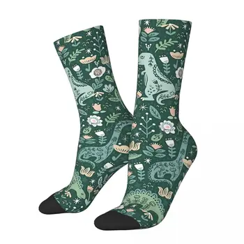 Забавный сумасшедший носок для мужчин, народный Цветочный Хип-хоп, винтажные носки с динозаврами, бесшовные носки с принтом для мальчиков, повседневный подарок