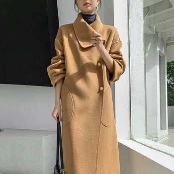 Кашемировое пальто средней длины в винтажном стиле