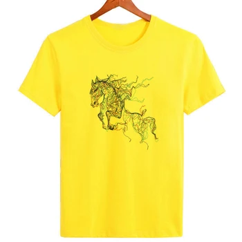 Креативная повседневная футболка Lucky Running Horse для мужчин из коллекции Animal Collection, персонализированная модная футболка B1-76 0