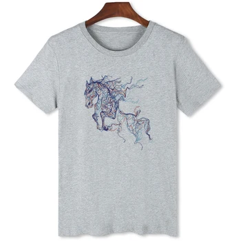 Креативная повседневная футболка Lucky Running Horse для мужчин из коллекции Animal Collection, персонализированная модная футболка B1-76 1