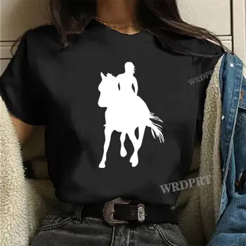 Крутые женские футболки с принтом рыцаря и лошади, повседневные футболки с круглым вырезом, блузки для дам и девушек, графические футболки