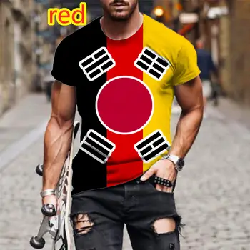Летом 2022 Корея стиль мужчины флаг личность футболка повседневная 3D печатных хип-хоп мода футболка