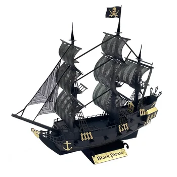 Миниатюрный строительный набор из бумаги своими руками Пиратский корабль Black Pearl 3D модель Кукольного домика Casa Игрушки Пазлы для детей Подарки на день рождения