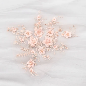 Многоцветная 3D вышивка бисером кружевная цветочная нашивка свадебное платье костюмы ручной работы DIY аксессуары для одежды аппликация SM605