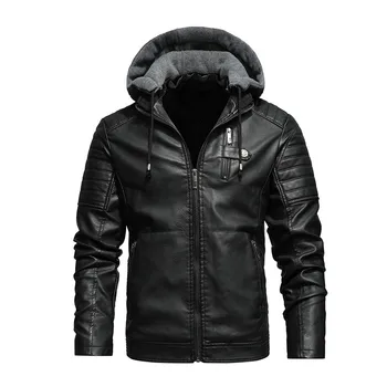 мужская высококачественная куртка из искусственной кожи, мужская зимняя модная куртка с отворотом на молнии и прямым подолом, официальные повседневные пальто, куртка-бомбер из искусственной кожи 1