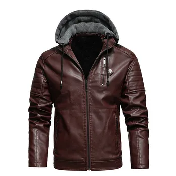 мужская высококачественная куртка из искусственной кожи, мужская зимняя модная куртка с отворотом на молнии и прямым подолом, официальные повседневные пальто, куртка-бомбер из искусственной кожи 3
