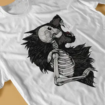 Мужская футболка со скелетом Волка, Хлопковая Альтернативная футболка с круглым вырезом, Harajuku, Короткий рукав 2