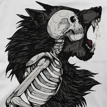 Мужская футболка со скелетом Волка, Хлопковая Альтернативная футболка с круглым вырезом, Harajuku, Короткий рукав 3
