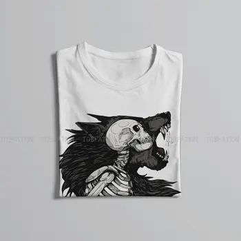 Мужская футболка со скелетом Волка, Хлопковая Альтернативная футболка с круглым вырезом, Harajuku, Короткий рукав 4
