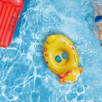 Надувное детское кольцо для плавания с мультяшным принтом, сиденье для плавания со щенком, ручка, детский круг для плавания, игрушка для игры в воду на пляже, бассейн 3