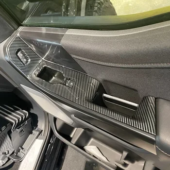 Наклейка на панель дверного подлокотника Ford F150 2022 2023, Кнопка подъема оконного стекла из углеродного волокна. 3
