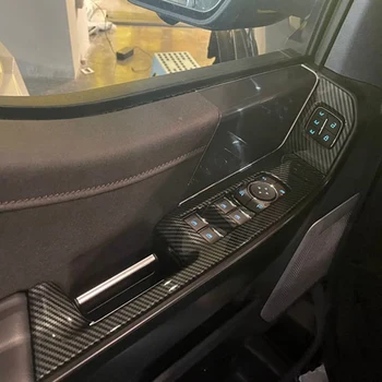 Наклейка на панель дверного подлокотника Ford F150 2022 2023, Кнопка подъема оконного стекла из углеродного волокна. 4