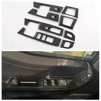 Наклейка на панель дверного подлокотника Ford F150 2022 2023, Кнопка подъема оконного стекла из углеродного волокна. 5