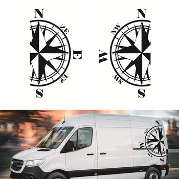 Наклейка с компасом на кузов автомобиля, Виниловая наклейка, черная для каравана, трейлера, фургона, Универсальная