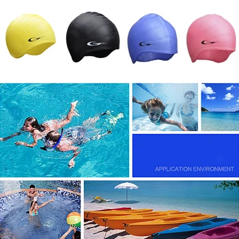 Плавательные шапочки Силиконовая кепка для бассейна Мужская женская Водонепроницаемая кепка для защиты ушей и волос от плавания Высокоэластичная силиконовая кепка для дайвинга в бассейнах
