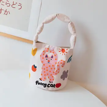 Практичная женская сумка для покупок из полиэстера с мультяшным животным принтом, прочная косметичка с одной ручкой для свиданий