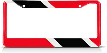 Рамка номерного знака с флагом Тринидада и Тобаго, красные, черные, белые Автомобильные рамки, держатель номерных знаков, крышка номерного знака Cool Stripe
