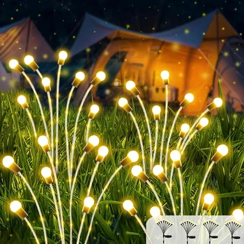 Светодиодные Солнечные Огни Firefly Lights 8 Режимов Освещения Starburst Покачивающийся Свет Светящийся Водонепроницаемый Садовый Декоративный Свет Для Ландшафта Дорожки