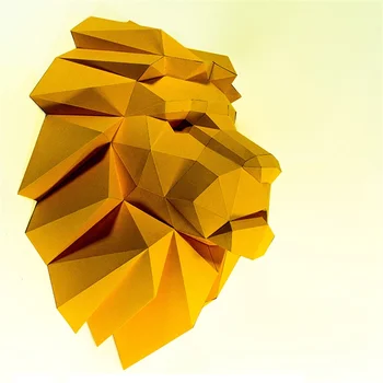 Скульптура Головы Льва, Настенная Бумажная модель Papercraft 3D DIY, Украшение стен гостиной, Домашний Декор, Низкополигональные Пазлы, Игрушки