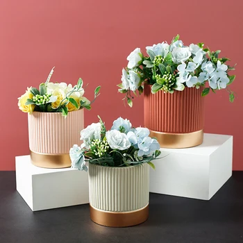 Современная мебель для дома Nordic Ins Morandi, простой красочный Сочный Керамический цветочный горшок, Креативные украшения для цветочных композиций
