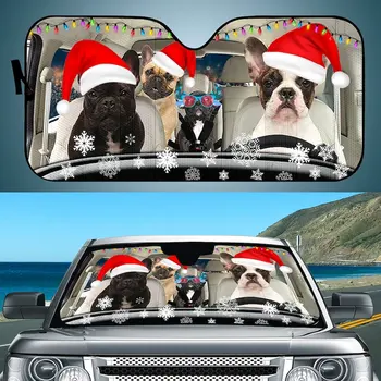 Солнцезащитный козырек для автомобиля Bulldog Couple на Хэллоуин, подарок для мамы с принтом семьи щенков Bulldog, автомобильный козырек премиум-класса