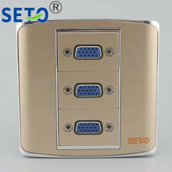 Тип SeTo 86 Трехпортовый разъем VGA, панель, Настенная пластина, розетка, Трапецеидальная лицевая панель